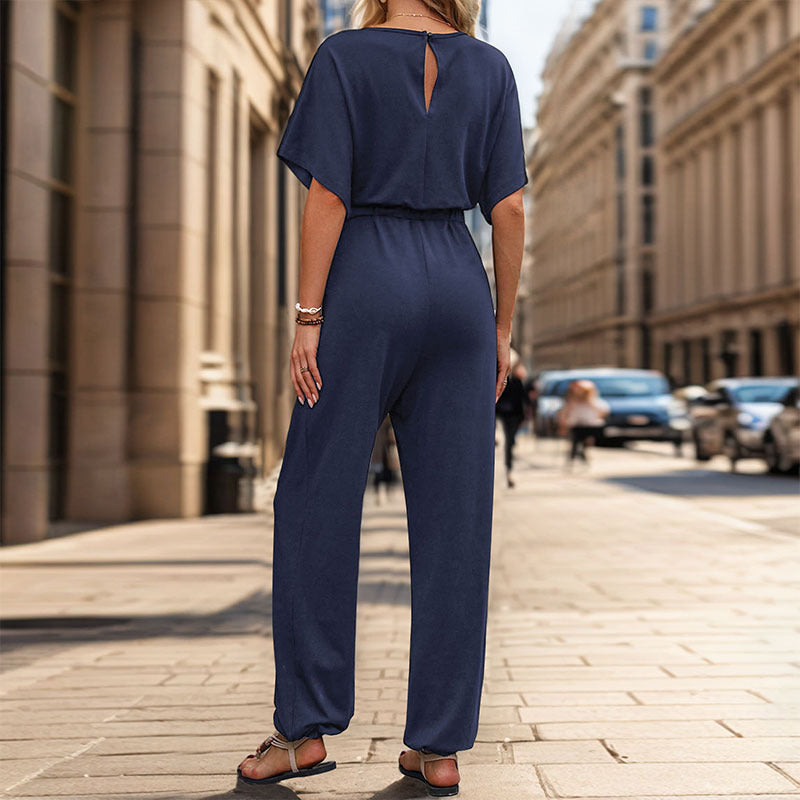 New European And American Summer Women's Casual Solid Color European And American Jumpsuit ShopWithASmile7.com