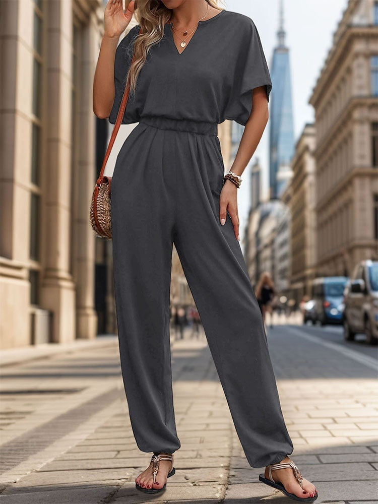 New European And American Summer Women's Casual Solid Color European And American Jumpsuit ShopWithASmile7.com