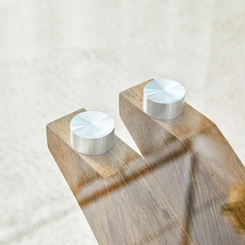 Rectangular Coffee Table.Tempered Glass Countertop, And Artistic MDF Legs,perfect For Hosting Dinners, Conferences, Home, And Office Decorations.White And Wood,Dining Table,Tea Table.Coffee Table.