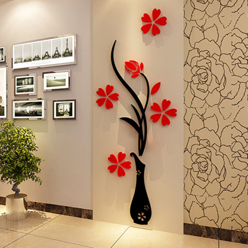 Creative vase acrylic 3D wall sticker ShopWithASmile7.com