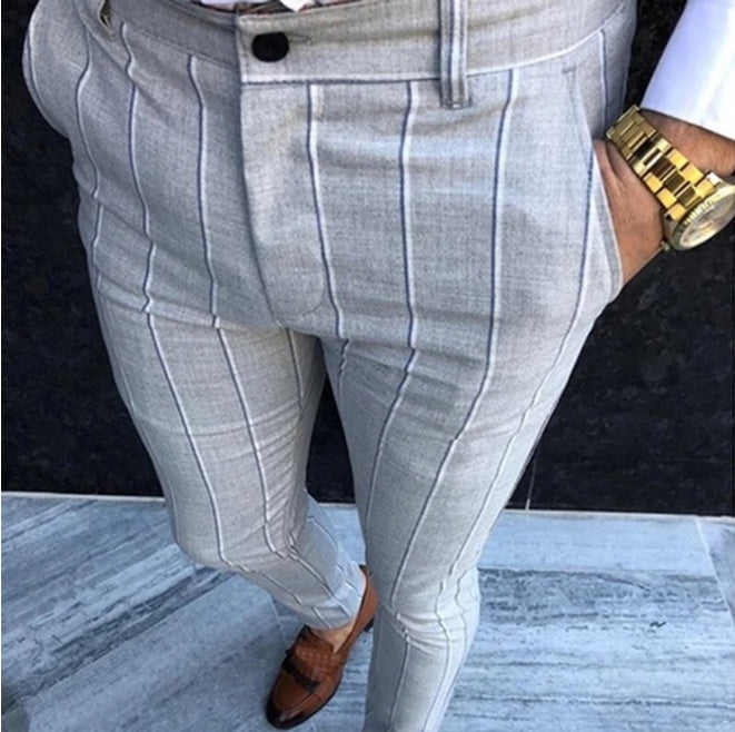 European and American Men's Business Striped Casual Pants