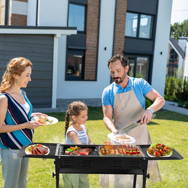 Adjustable, Foldable & Portable Outdoor Charcoal Grill with 2-in-1 Pan & Grate – Ideal for Backyard Barbecue, Camping & Travel