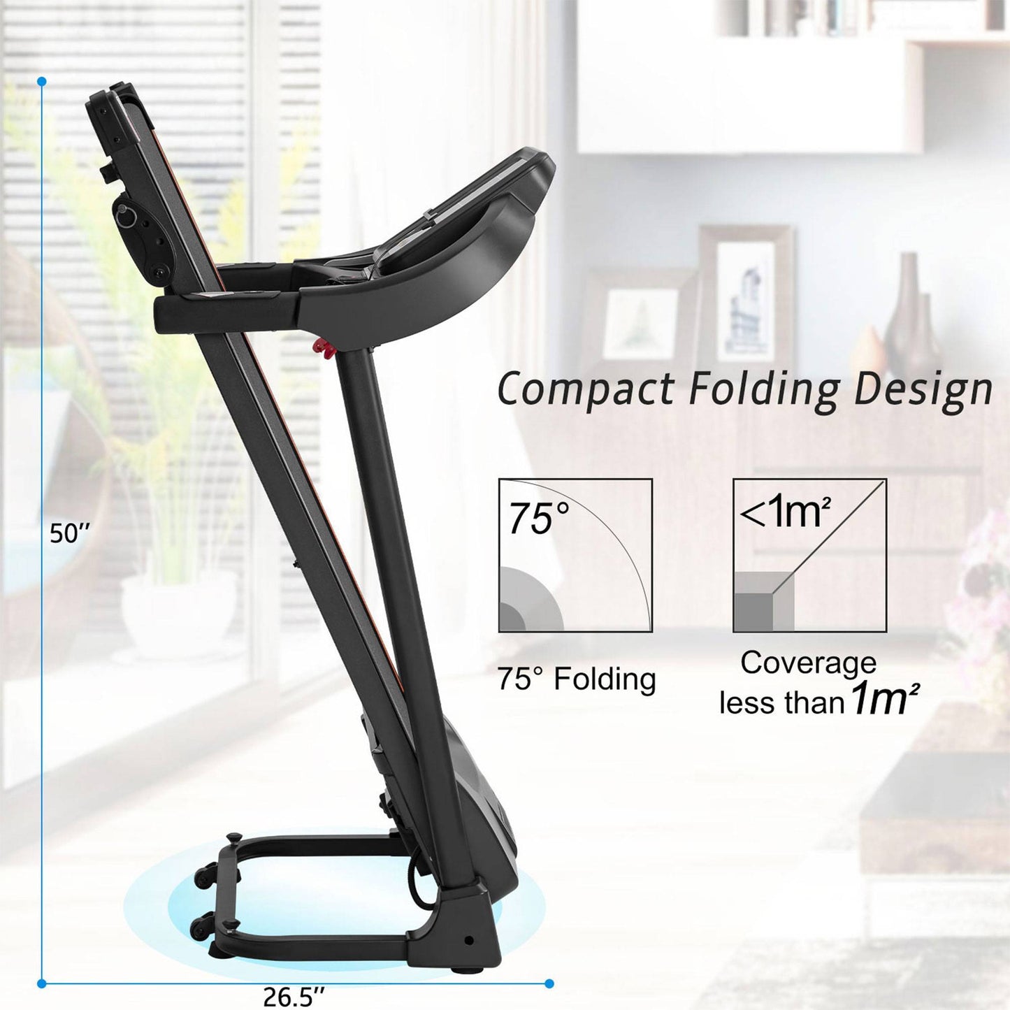Compact Easy Folding Treadmill Motorized Running Jogging Machine Audio Speaker ShopWithASmile7.com