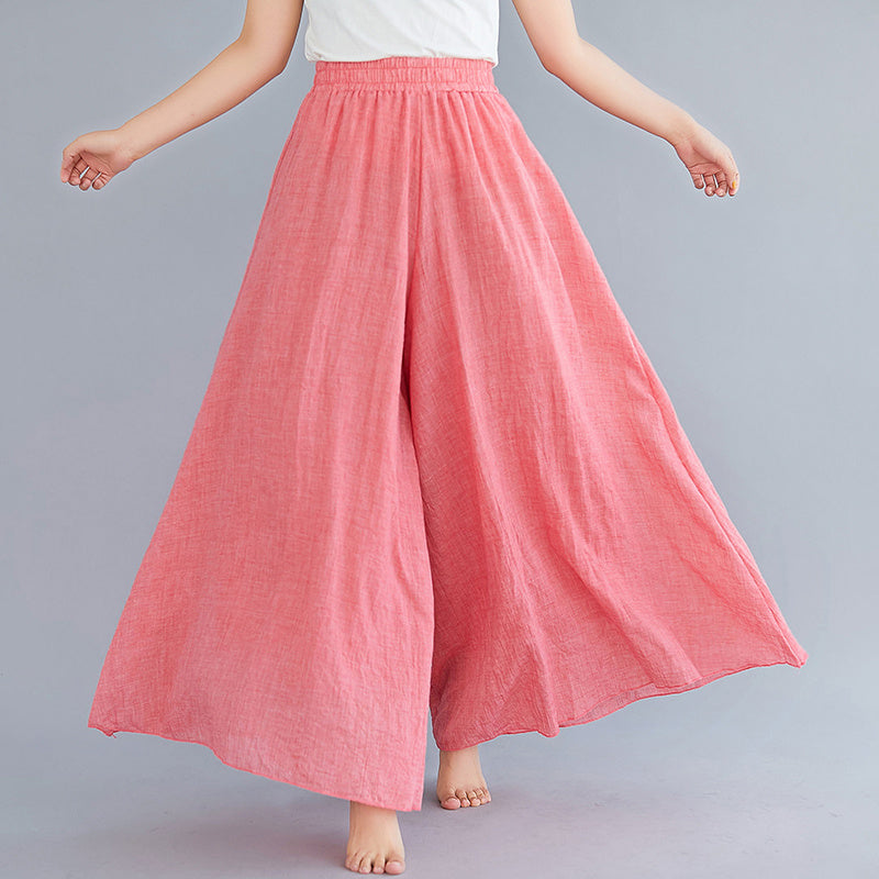 Elegant A-line Elastic Waist Big Trousers Wide Leg Culottes Trendy