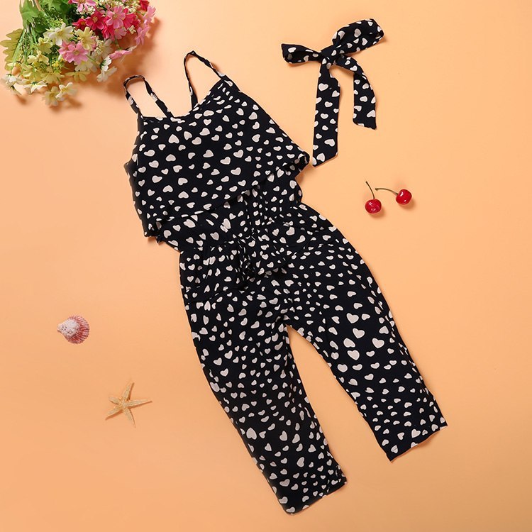 Fashion Summer Kids Girls Clothing Sets Cotton Sleeveless Polka Dot Strap Girls Jumpsuit Clothes Sets Outfits Children Suits ShopWithASmile.com