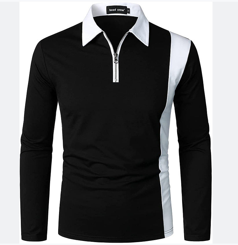 Color-blocking Fashion With Men's Lapel Long Sleeves