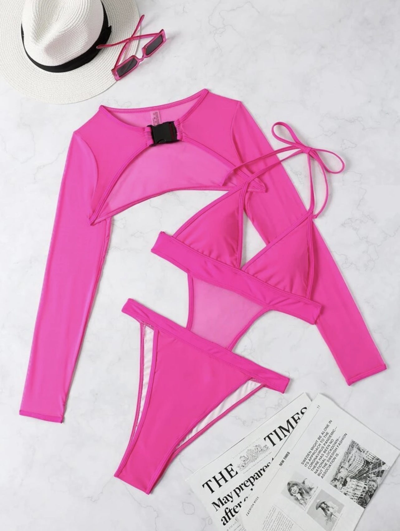 Hot Three Piece Mesh Swimsuit Bikini