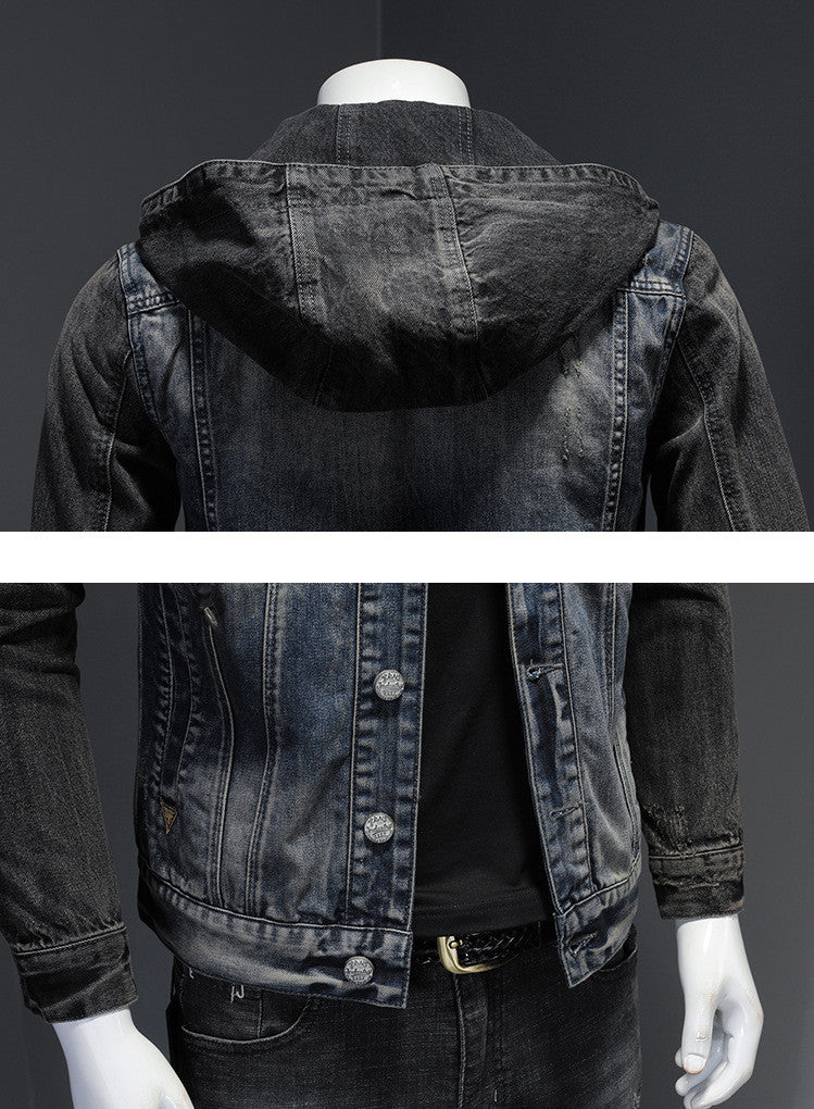 Men's Fashion Casual Slim-fit Hood Denim Jacket