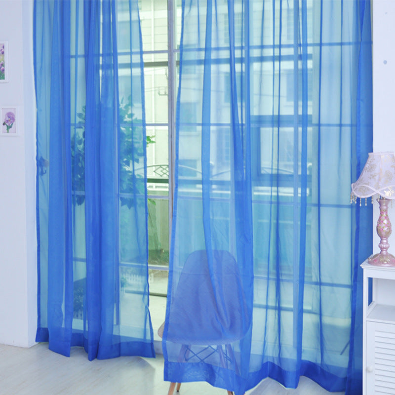 Solid Color Glass Mesh Curtains Transparent Color Ready-made Curtain Punch-free ShopWithASmile7.com