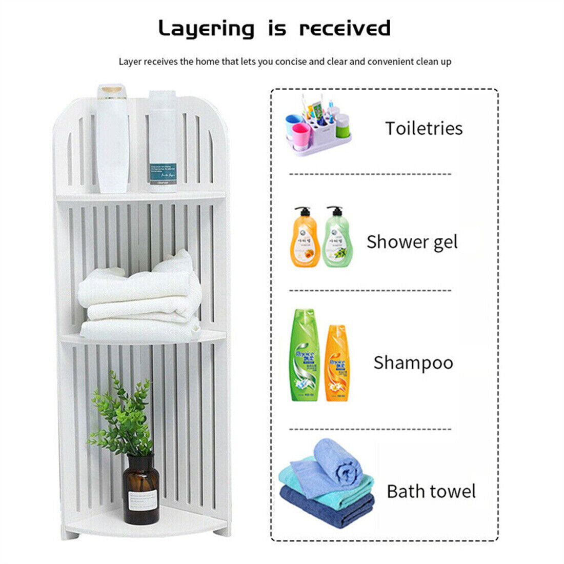 3 Tier Corner Bath Shelf Shower Caddy Storage Rack Unit Organiser Stand White UK ShopWithASmile.com