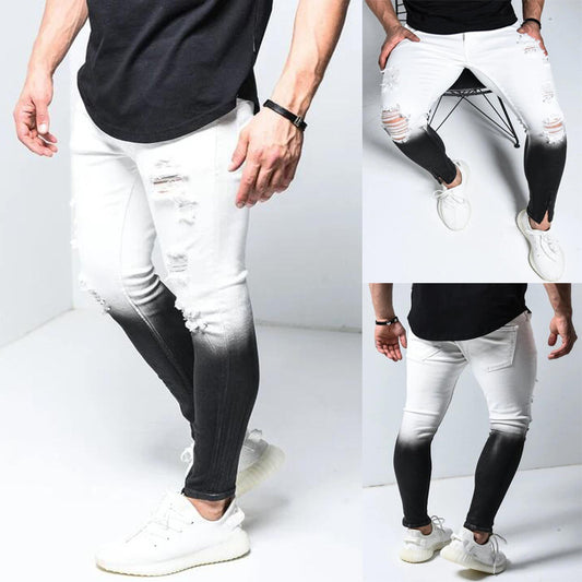 Shredded stretch skinny jeans