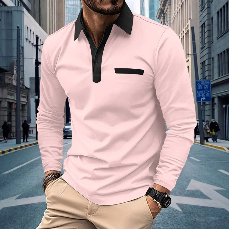 Men's Solid Color Long Sleeve Button-Up Shirt with Pocket ShopWithASmile.com
