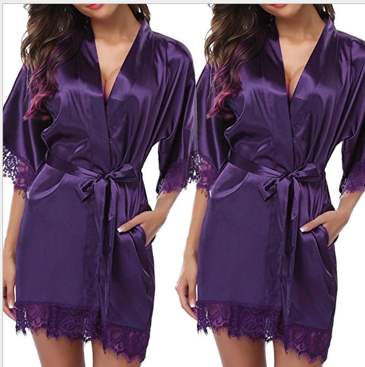Sexy Faux Ice Silk Plus Size Nightgown ShopWithASmile7.com