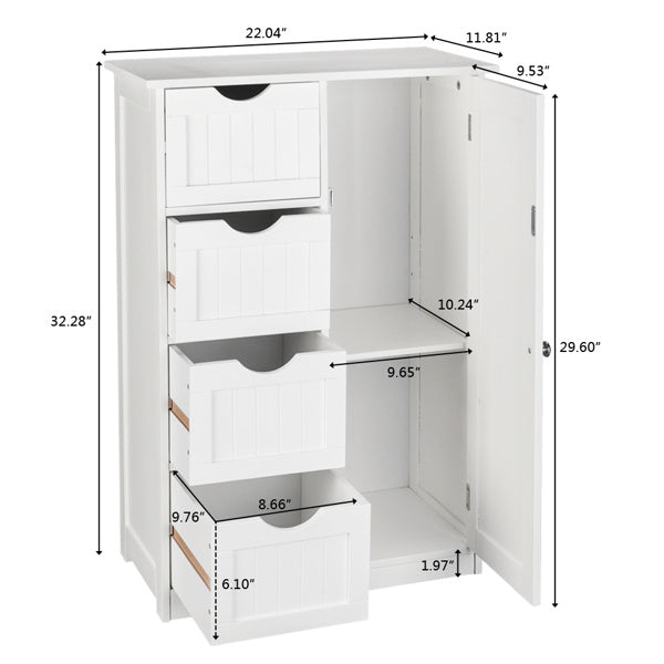Four-draw, Single-door Bathroom Locker