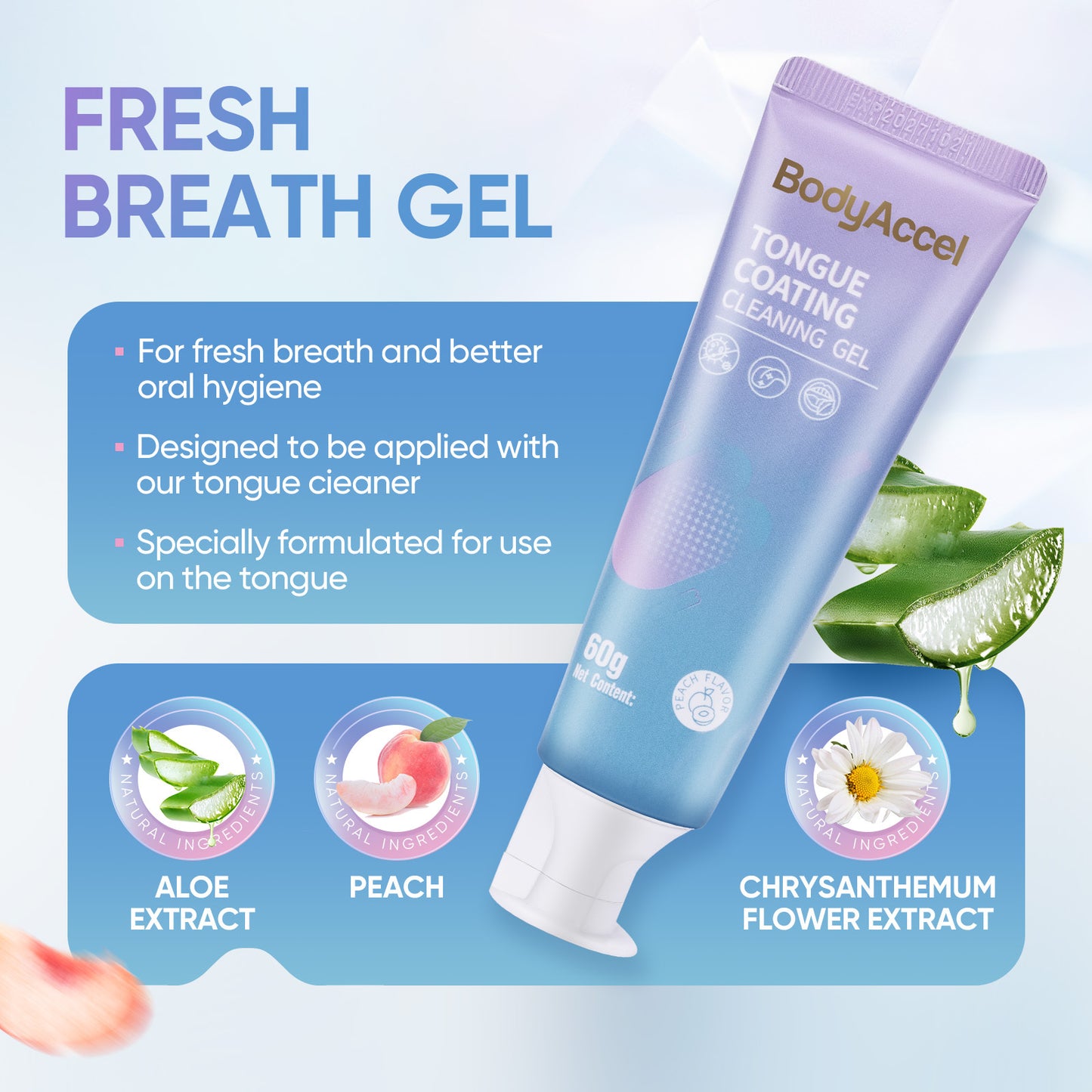 Bodyaccel Tongue Cleansing Gel Tongue Gel Tongue Brush Tongue Coating Clean Breath Plant Extraction Formula No Preservatives Qinshuang Ice Peach Packs Of Two. ShopWithASmile7.com