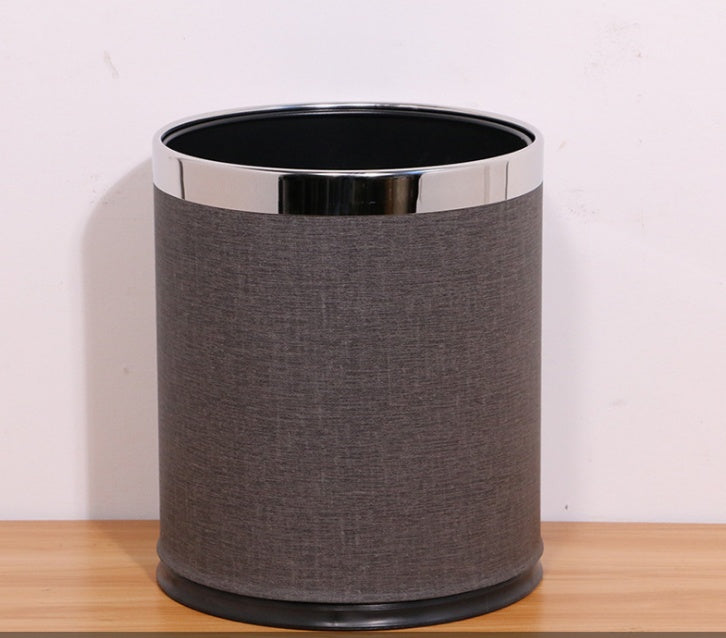 Hotel trash can fire home office double thickening creative coverless KTV room stainless steel storage bucket