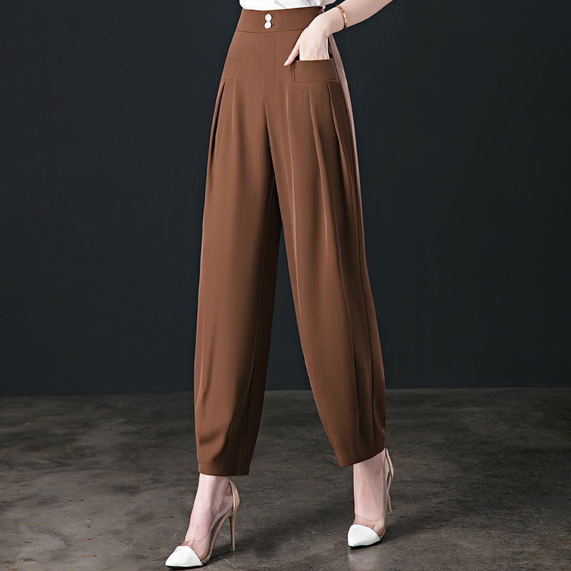 Harem Pants High Waist Drape Ice Silk Bloomers Loose Casual