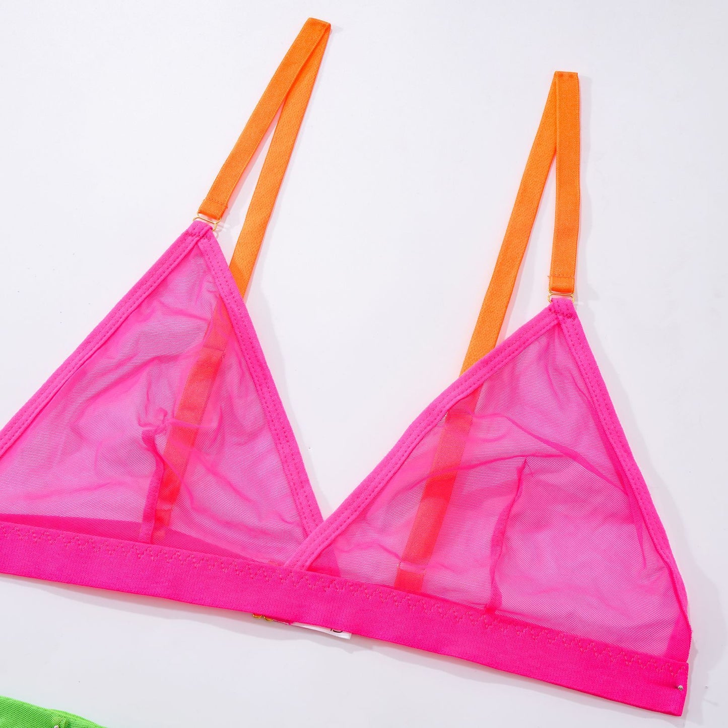 Mesh Contrast Color Triangle Cup Sexy Bodybuilding Underwear