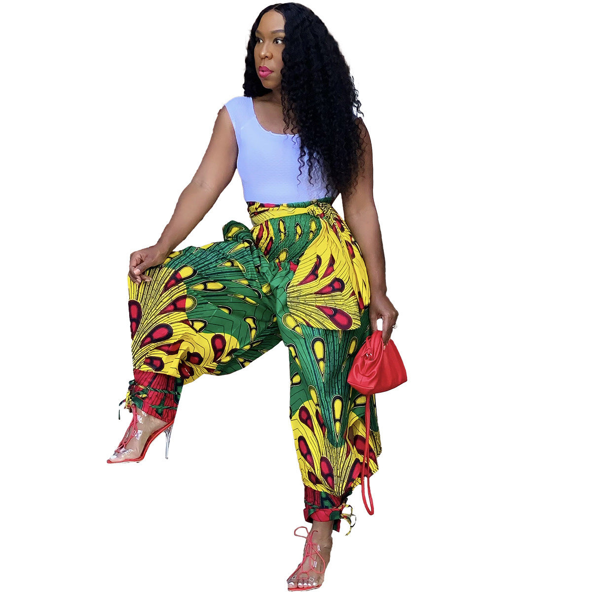 Women's New Positioning Print Wide Leg Casual Pants