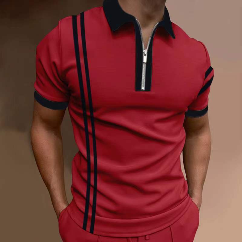 European And American New Men's Casual Short-sleeved Digital Printing Slim Pullover Men's Polo Shirt