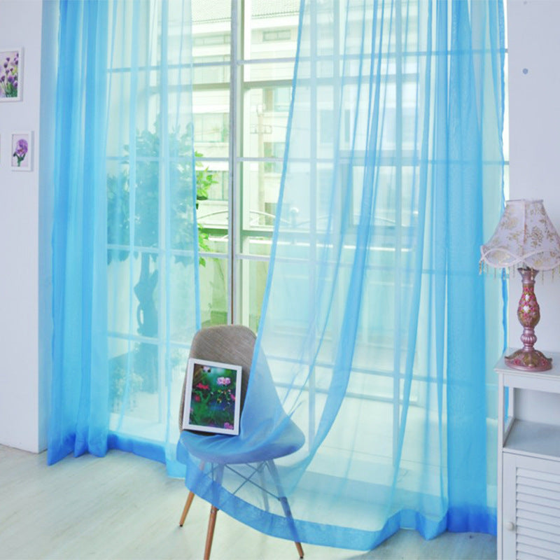 Solid Color Glass Mesh Curtains Transparent Color Ready-made Curtain Punch-free ShopWithASmile7.com