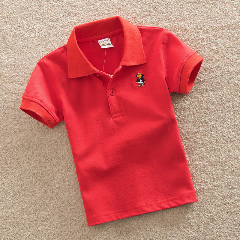 Short-sleeved T-shirt Middle And Big Children's Summer Polo Shirt Performance School Uniform ShopWithASmile7.com