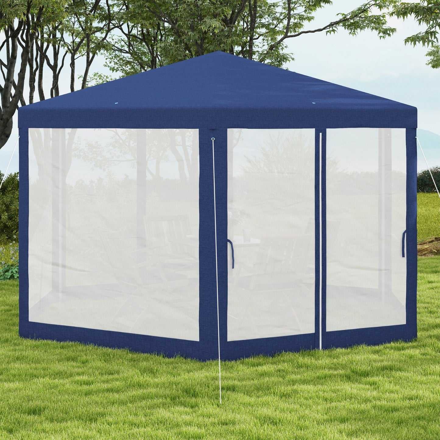 Outsunny 13' X 11' Outdoor Party Tent, Hexagon Sun Shade Shelter Canopy With Protective Mesh Screen