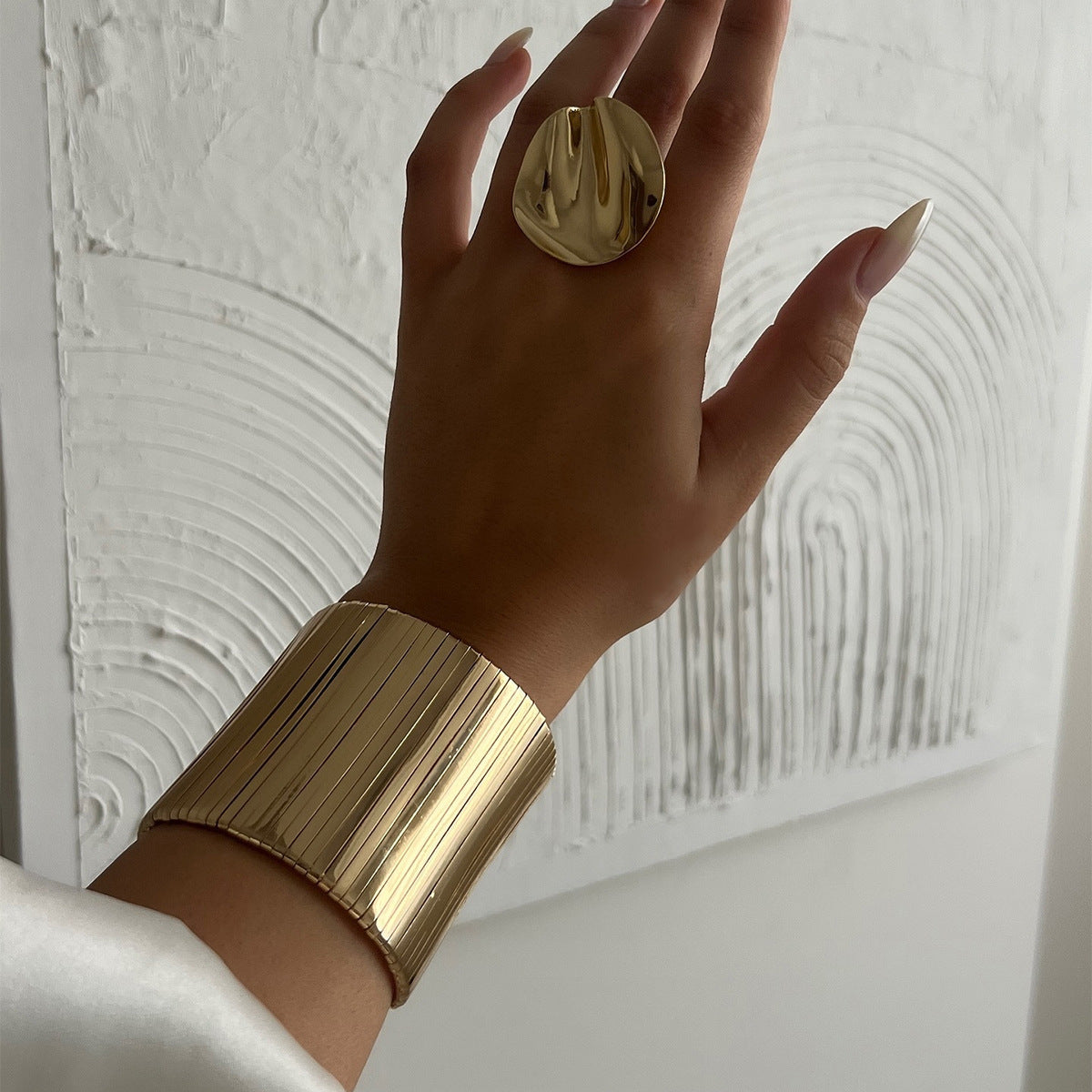 Fashion Wide Surface Alloy Bracelet Glossy ShopWithASmile7.com