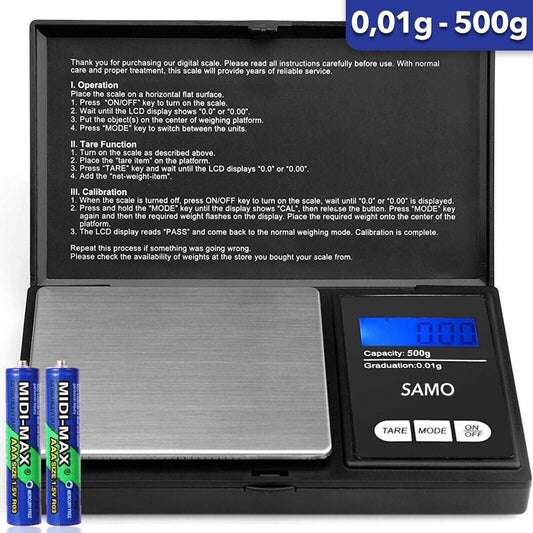 Digital Precision Scale 0.01g to 500g – Pocket Scale, Gold Scale, Jewelry Scale, Mail Scale