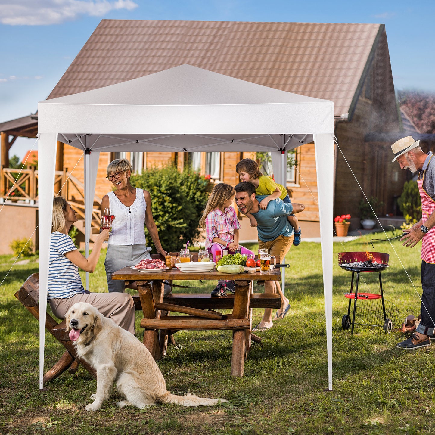 6.5x6.5ft White, No Surrounding Cloth, Folding Shed Oxford Cloth Sprayed Iron Pipe Portable