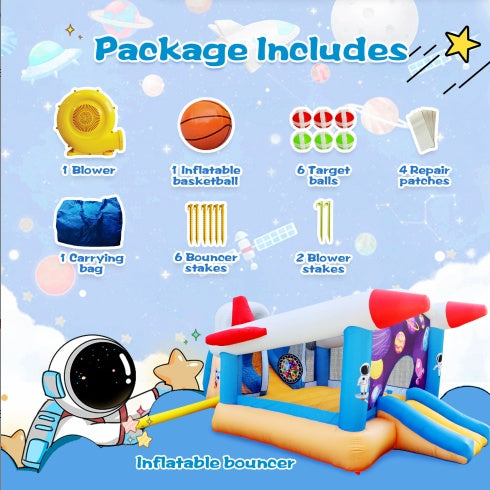 6 In 1 Outdoor Indoor Inflatable Bouncer For Kids Target Ball Basketball Slide With Blower ShopWithASmile7.com