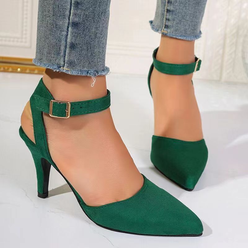 Pointed-toe Square Buckle Shoes High Heels Fashion ShopWithASmile7.com
