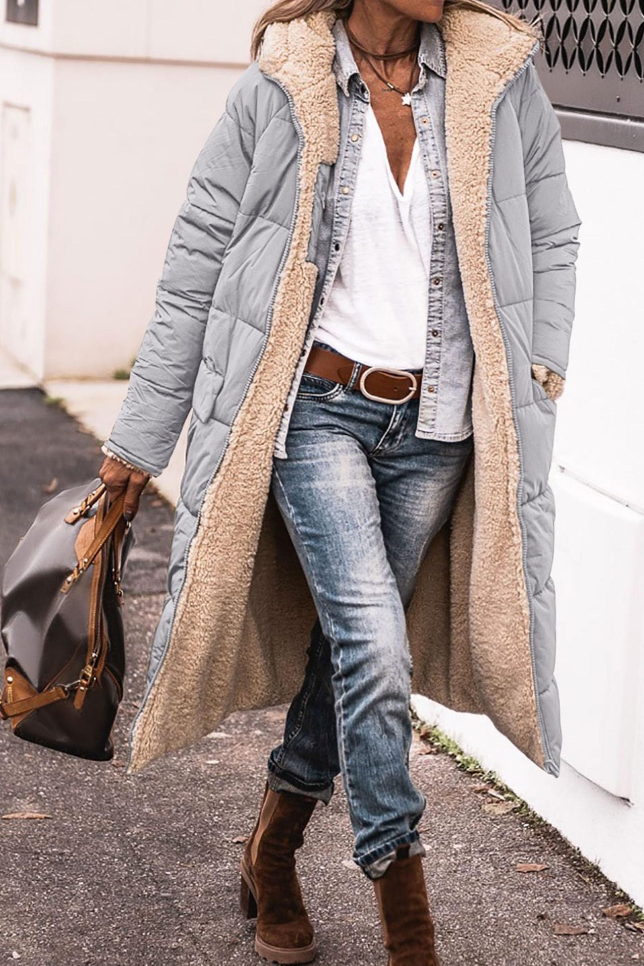 Women's Solid Color Hooded Cotton Jacket Long-sleeved Coat ShopWithASmile7.com