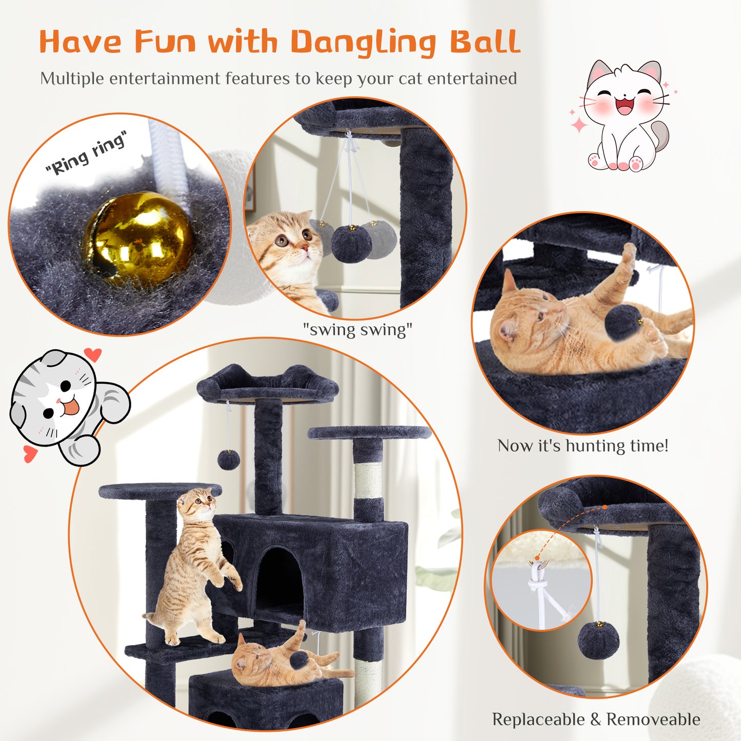 Multi Functional Cat Treehouse Cat Climbing Frame ShopWithASmile7.com