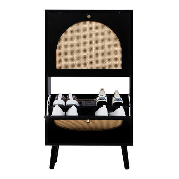 FCH 2 Tipper With Tall Round Rattan Shoe Cabinet