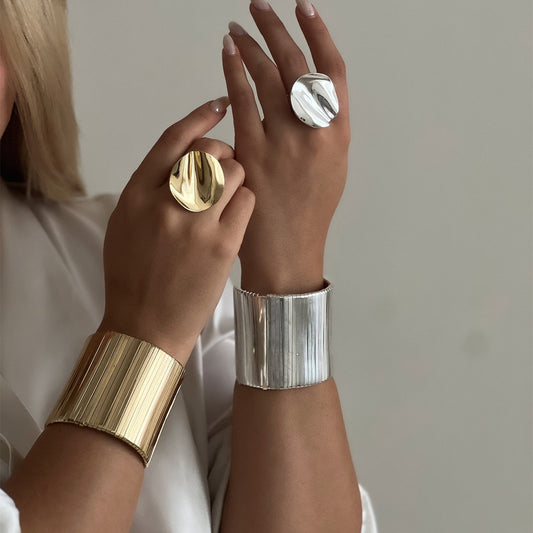 Fashion Wide Surface Alloy Bracelet Glossy ShopWithASmile7.com