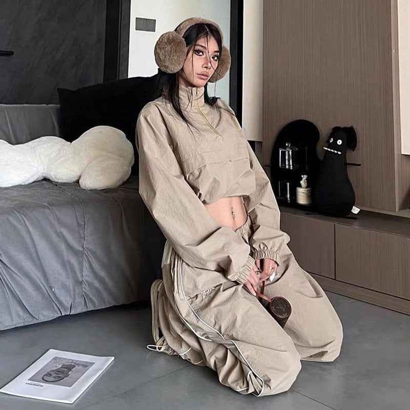 Slimming Shell Jacket Long-sleeved Trousers Two-piece Set