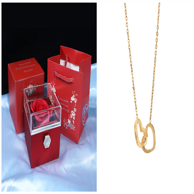 Rotating Soap Flower Rose Gift Box Creative Rotating Rose Jewelry Packaging Box Valentine's Day Gift For Women ShopWithASmile7.com