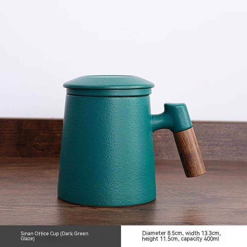 Creative Gradient Color Ceramic Mug With Tea Caddy Office ShopWithASmile7.com