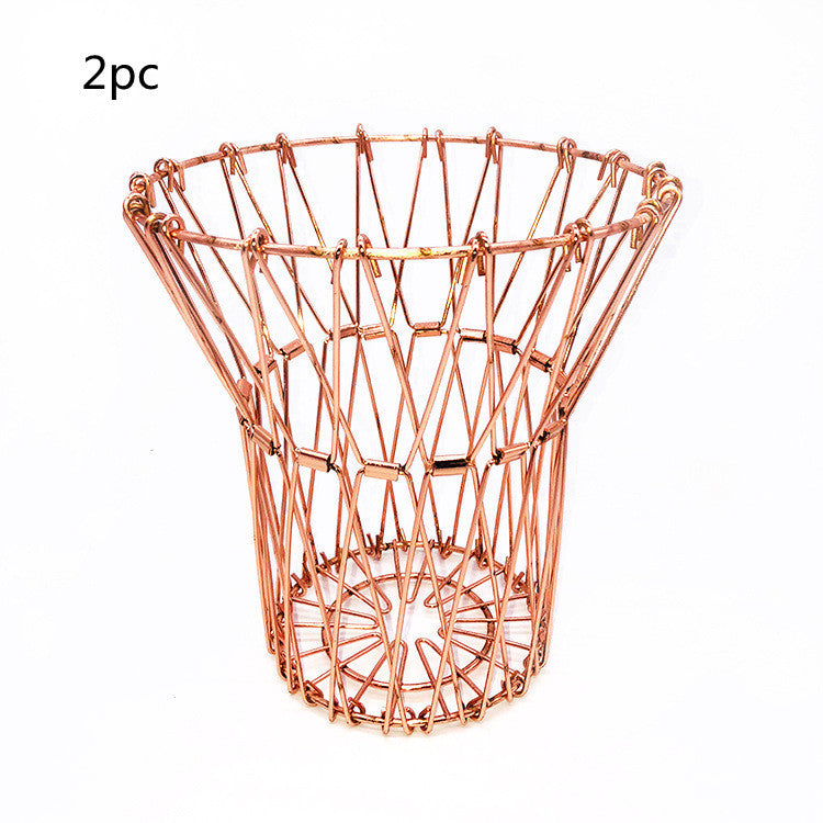 Metal Fruit Tray Storage Basket Foldable Variety Drainage Basket