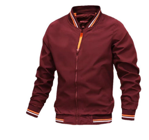 Men's Striped Zip-up Jacket With Pockets Fashion Casual Outerwear Sports Baseball Clothing Spring And Fall ShopWithASmile.com