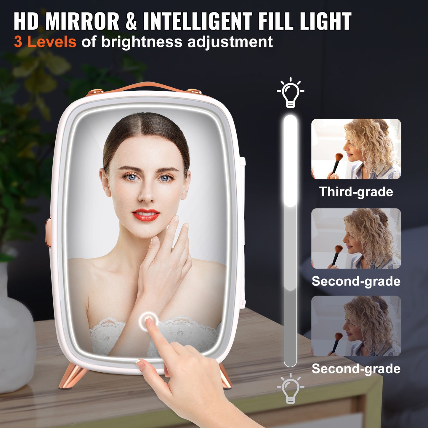 Vevor Mini Fridge For Bedroom, 6L Luxury Skin Care Fridges With Mirror And LED Light, AC DC Cosmetic Fridge For Office Dorm Car, Small Makeup Refrigerator For Beauty Face Mask Beverage Chill, White ShopWithASmile7.com