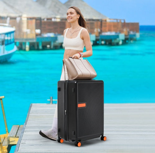Contrast Color 3 Piece Luggage Set Hardside Spinner Suitcase With TSA Lock 20 24 28 Available