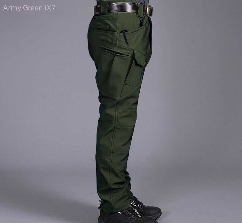 Autumn And Winter Outdoor Fleece-lined Tactical Pants Men