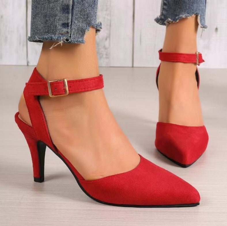 Pointed-toe Square Buckle Shoes High Heels Fashion ShopWithASmile7.com