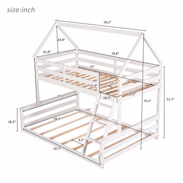 Bunk Bed With Built-in Ladder, White