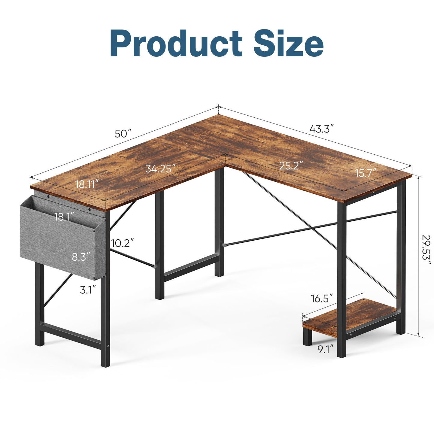 L-shaped Computer Desk ShopWithASmile7.com