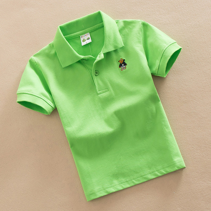 Short-sleeved T-shirt Middle And Big Children's Summer Polo Shirt Performance School Uniform ShopWithASmile7.com