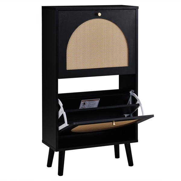 FCH 2 Tipper With Tall Round Rattan Shoe Cabinet