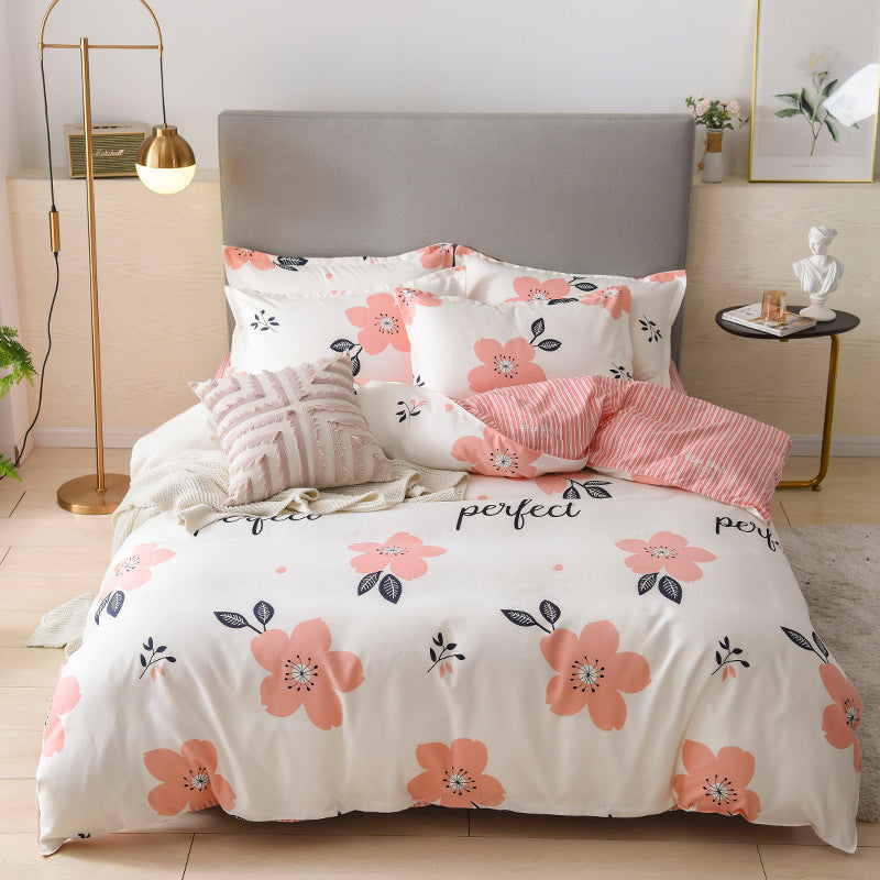 Three-piece fall/winter bed quilt cover